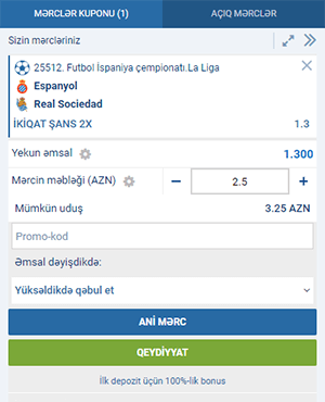 1xBet mərclər kuponu