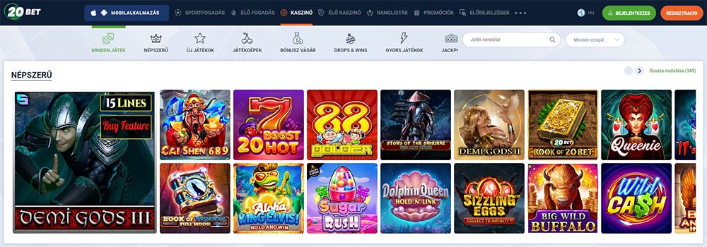 20Bet kaszinó játékok