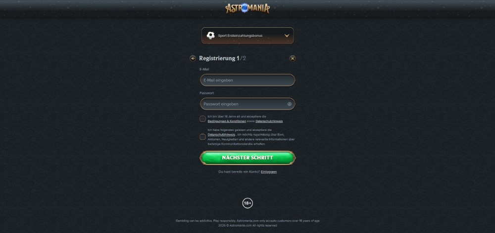 AstroMania registrierung