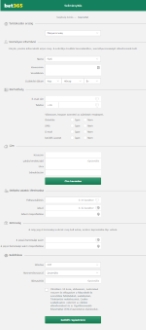 Bet365 regisztrációs űrlap