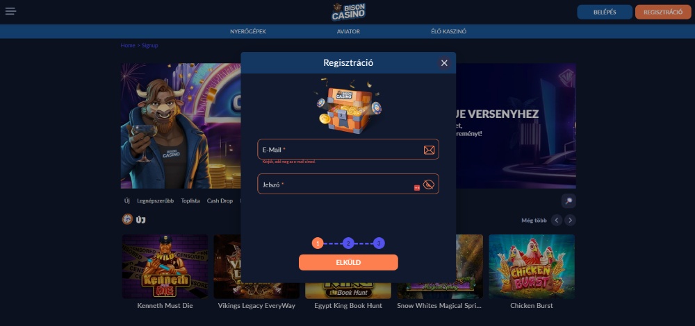 Bison Casino regisztráció