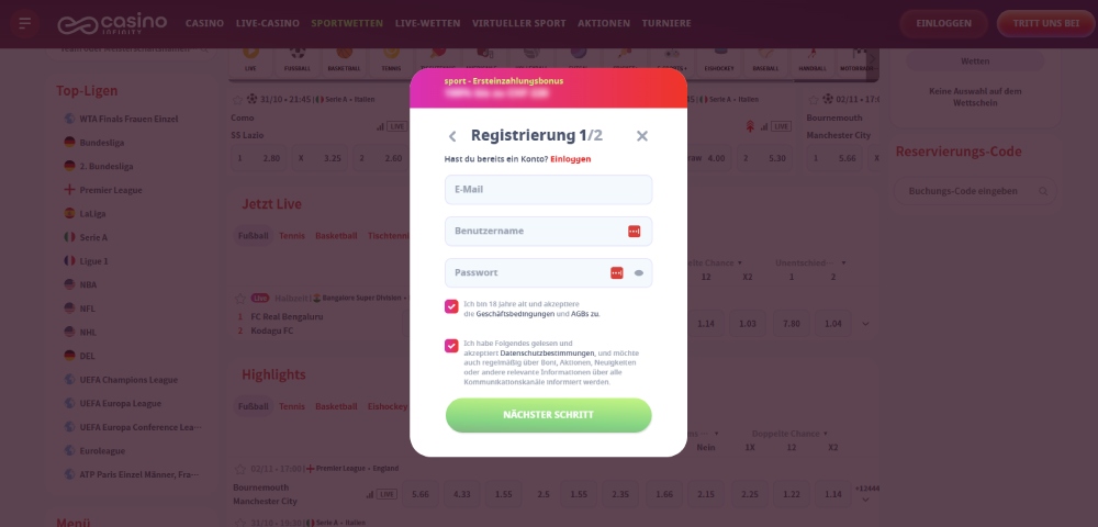 Casino Infinity registrierung