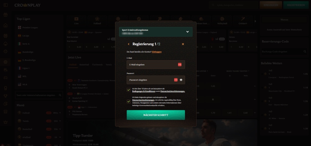 CrownPlay registrierung