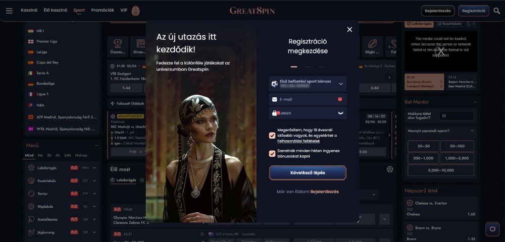 GreatSpin regisztráció