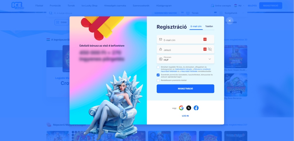 Ice Casino regisztráció