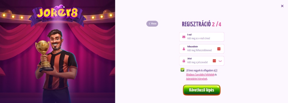 Joker 8 regisztráció