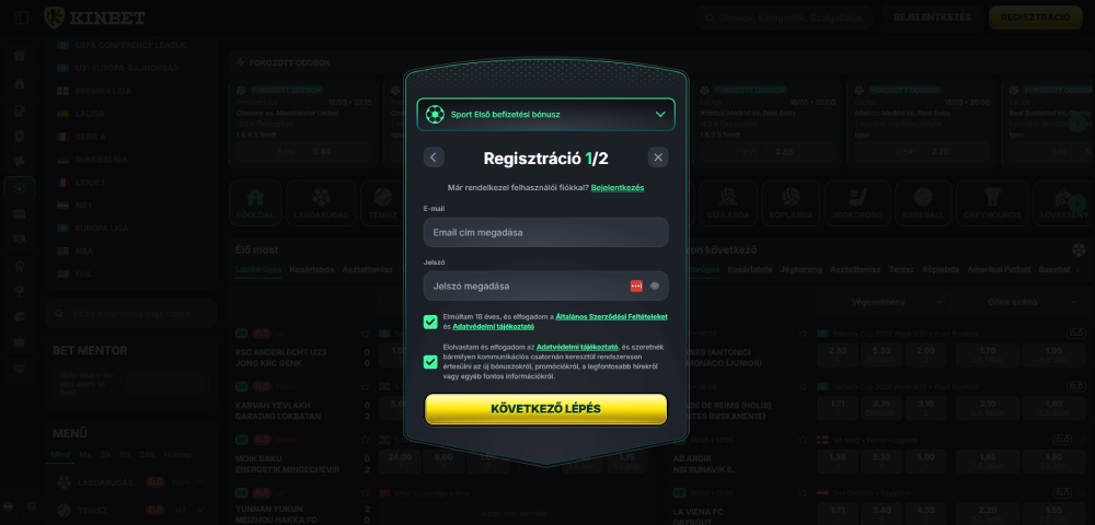 KinBet regisztráció
