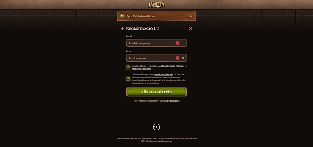 Lanista regisztráció