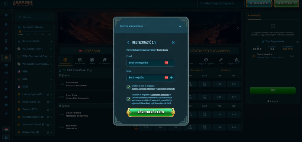 Larabet regisztráció