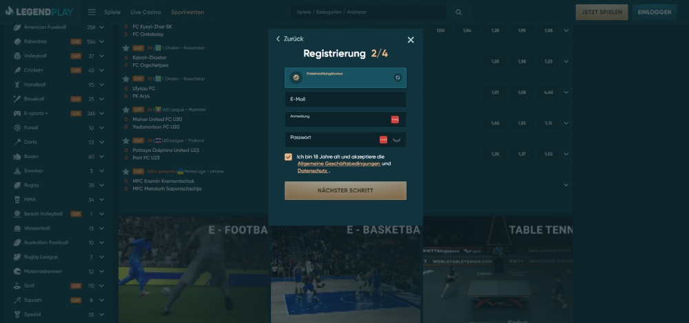 LegendPlay registrierung