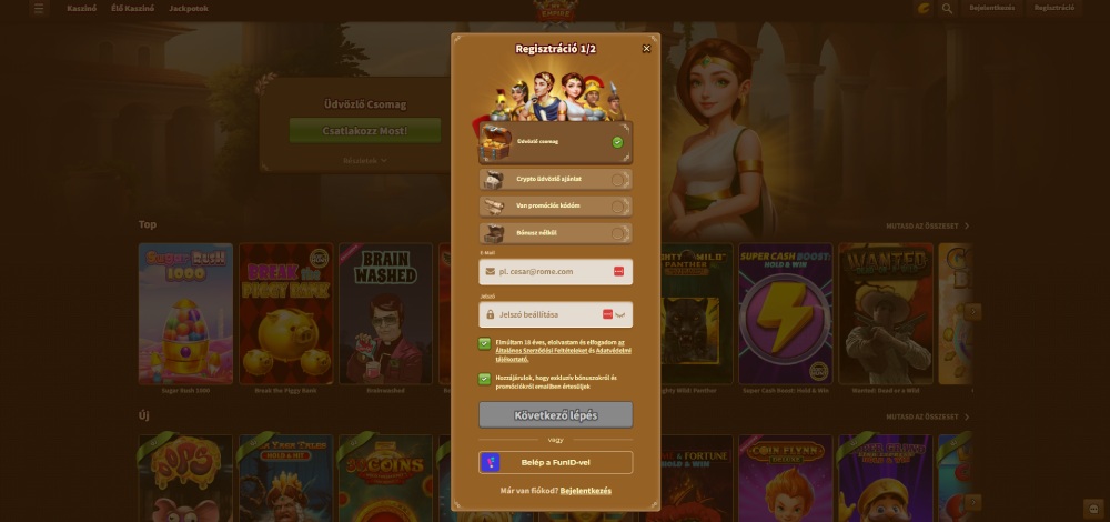 MyEmpire Casino regisztráció