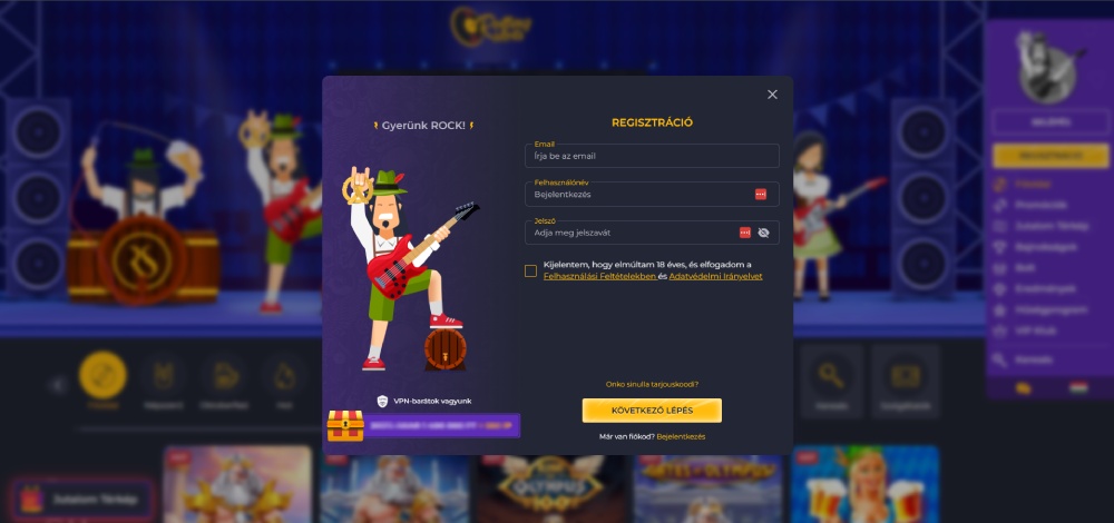 Rolling Slots casino regisztráció