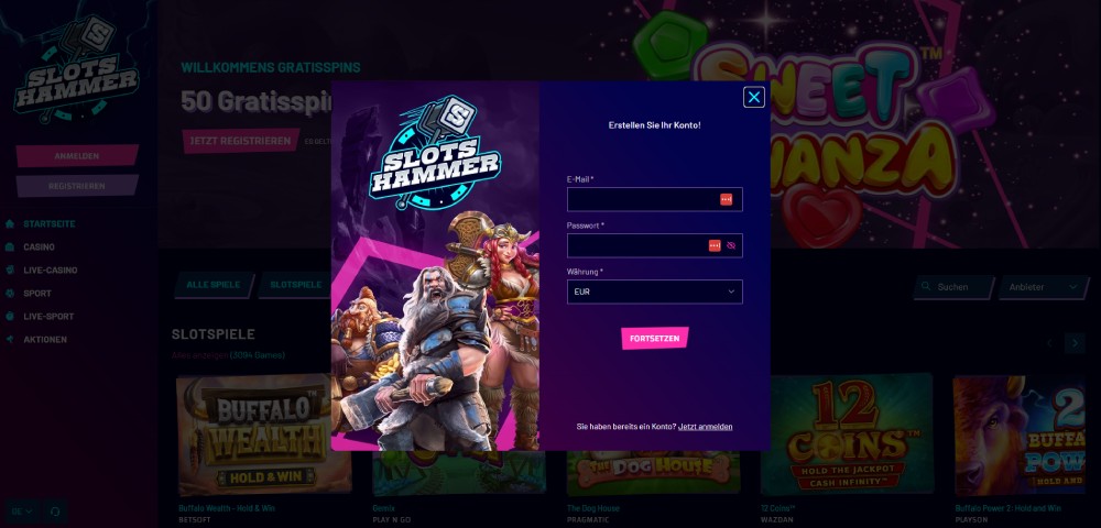 Slots Hammer registrierung