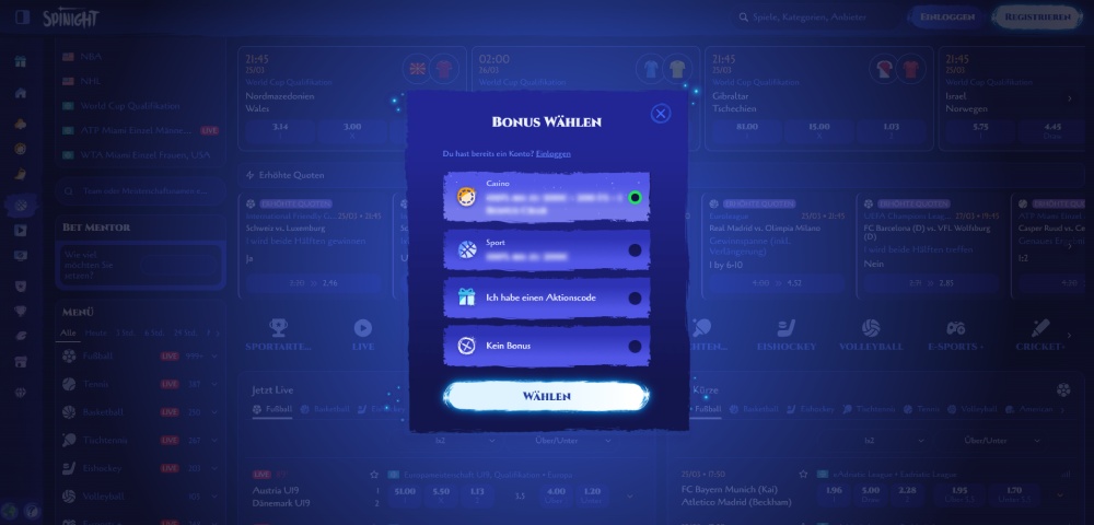 Spinight registrierung