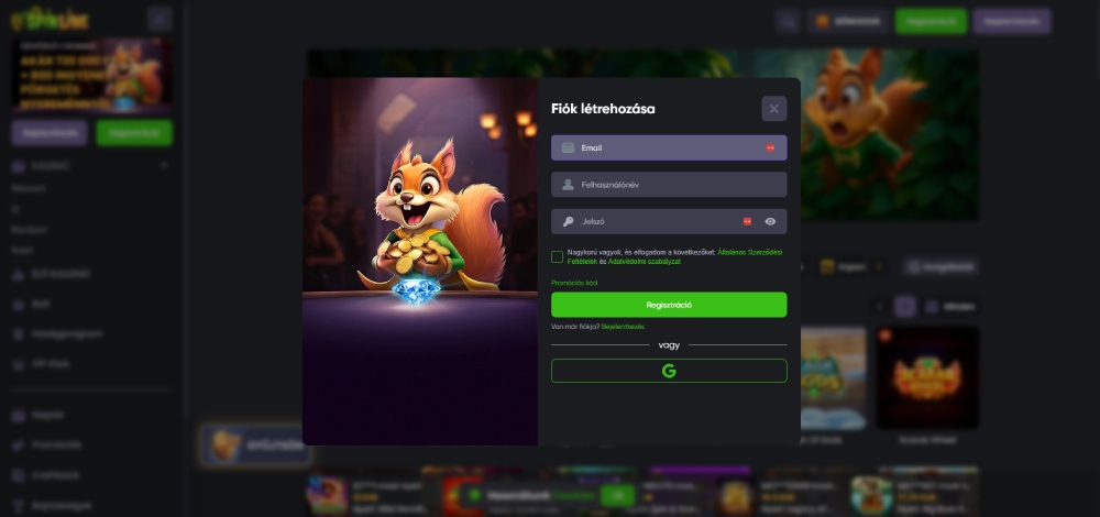 Spinline Casino regisztráció
