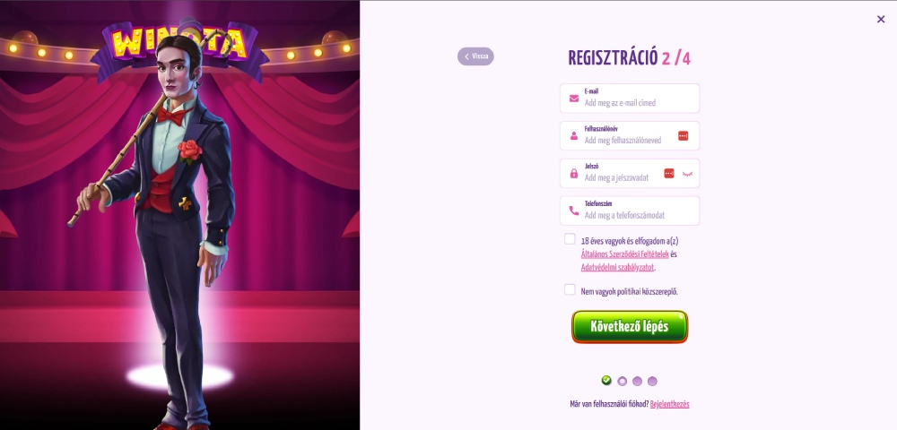 Winota Casino regisztráció