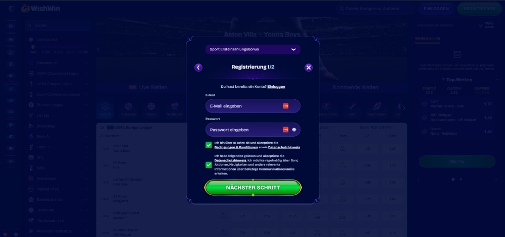 WishWin registrierung