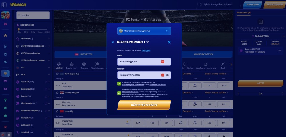 Wonaco registrierung